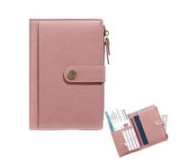 Slim RFID Blocking Passport Holder Wallet,PU Leather Travel Card Organizer,Lightweight Passport Case for Women Men, Pink, 6.4 x 4.4 x 0.75 inches, Compact