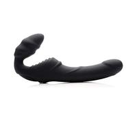 Slim Rider Ribbed Vibrating Strapless Strap-on - Black