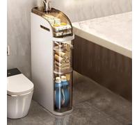 Slim Rolling Bathroom Storage Cabinet with Clear Drawers, Tissue Box & Casters, Waterproof Narrow Freestanding Floor Organizer, Space-Saving Rack