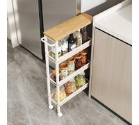 Slim Rolling Cart, 4-Tier Storage Cart, Narrow Cart with Handle