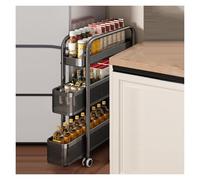 Slim Rolling Cart,Compact Space Kitchen Pantry,Ultra-Thin Rolling Storage Cart,3-5 Tiers Slide Out Slim Utility,for Small Spaces(Black,69x40x19cm)