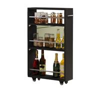 Slim Rolling Cart for Small Spaces Compact Kitchen & Laundry Storage Tower with Handle Narrow Floor Cabinet (Color 4 15x45x80.5cm)