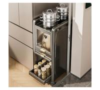 Slim Rolling Cart with Wheels Narrow rage for Laundry Room & Bathroom Pull-Out Basket & Shelves Compact Space-Saving Cabinet (25x41x94cm)