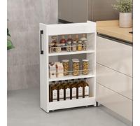 Slim Rolling Kitchen Cart on Wheels - Space-Saving Wooden Spice Rack & Pantry Shelf Narrow Storage Trolley with Handle for Small Kitchens Organizing Essentials & Kitchen Storage Solutions