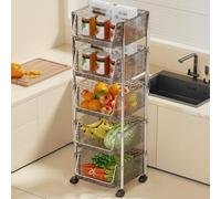 Slim Rolling Storage Cart, 4-Tier Acrylic Organizer Rack with Wheels, Mobile Kitchen & Pantry Shelf, Space-Saving Rolling Trolley for Easy Access