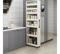 Slim Rolling Storage Cart,7 Tier Standing-Shelf with Wheels,Rolling Storage Spice Rack,Gap Shelf for Small Spaces,Kitchen,Dining Room