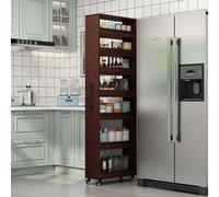 Slim Rolling Storage Cart Kitchen Spice Rack Narrow Wood Cabinet for Kitchen & Dining Multi-Purpose Rolling Utility Cart Space-Saving Storage Solution