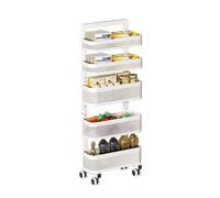 Slim Rolling Storage Cart, Multi-layer Mobile Organizer with Mesh Baskets, Space-saving Solution for Bathroom and Kitchen