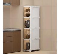 Slim Rolling Storage Cart with Magnetic Acrylic Doors Multi-Layerfor Kitchen Bathroom & OfficePlastic (PP) 7.8" x 13.3" x 50"