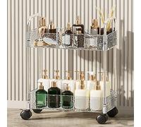 Slim Rolling Utility Cart - Acrylic Storage Organizer on Wheels, Clear Shelving Unit for Narrow Spaces, Ideal for Bathroom & Kitchen