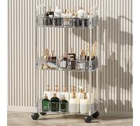 Slim Rolling Utility Cart with Acrylic Storage Organizer on Wheels for Narrow Spaces in Bathroom and Kitchen