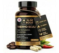 Slim Root Thermo Sculpt - Caffeine (194mg) & Cayenne Thermogenic Fat Burner Capsules 600mg+ - Energy, Focus & Appetite Support with Glucomannan - 90 Vegan Capsules