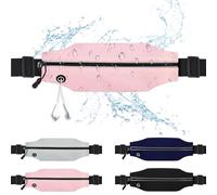 Slim Running Belt For Men and Women Waist Fanny Pack Phone Holder Pouch Bag Reflective Zipper Pocket Workout Cycling Fitness, Pink, 1 Pack Slim Running Belt