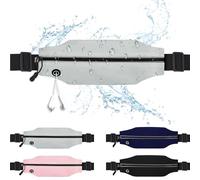 Slim Running Belt For Men and Women Waist Fanny Pack Phone Holder Pouch Bag Reflective Zipper Pocket Workout Cycling Fitness, Grey, 1 Pack Slim Running Belt
