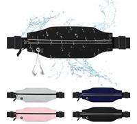 Slim Running Belt For Men and Women Waist Fanny Pack Phone Holder Pouch Bag Reflective Zipper Pocket Workout Cycling Fitness, Black, 1 Pack Slim Running Belt