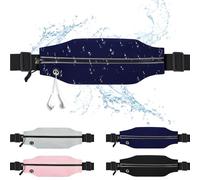 Slim Running Belt For Men and Women Waist Fanny Pack Phone Holder Pouch Bag Reflective Zipper Pocket Workout Cycling Fitness, Blue, 1 Pack Slim Running Belt