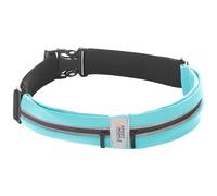 Slim Running Belt for Women and Men, Waterproof Phone Holder for Running, Reflective 2-Pocket Waist Pack for Storing Runner’s Essentials Safely, Runner’s Fanny Pack, Money Belt, Pool Blue Light, One
