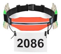 Slim Running Belt Race Number Belt Runners Pouch Triathlon Race Belt BIB Holder with 6 Energy Gel Loops for Workout, Jogging, Triathalon, Marathon, Running and Cycling, 03 Orange, One Size, Sport