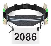 Slim Running Belt Race Number Belt Runners Pouch Triathlon Race Belt BIB Holder with 6 Energy Gel Loops for Workout, Jogging, Triathalon, Marathon, Running and Cycling, 05 Grey, One Size, Sport