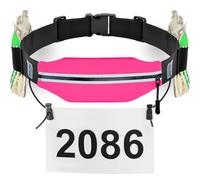 Slim Running Belt Race Number Belt Runners Pouch Triathlon Race Belt BIB Holder with 6 Energy Gel Loops for Workout, Jogging, Triathalon, Marathon, Running and Cycling, 06 Hot Pink, One Size, Sport