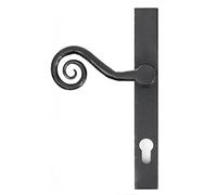 Slim Satin Black Monkey Tail Espagnolette Lever Handle - Left Hand