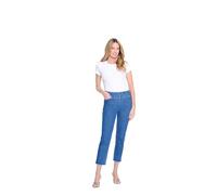 Slim-Sation Womens Pull on Five-Pocket Fringe Hem Crop Pant, Medium Indigo, 16 Petite