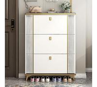 Slim Shoe Cabinet With 3 Flip Drawers - Free Standing Tipping Bucket Shelf For Closet Hallway Bedroom Storage,White,50 * 24 * 120cm