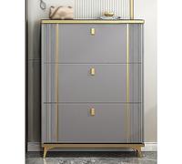Slim Shoe Cabinet With 3 Flip Drawers - Free Standing Tipping Bucket Shelf For Closet Hallway Bedroom Storage,Grey,70 * 17 * 120cm