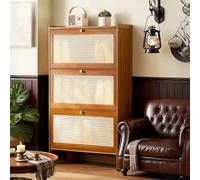 Slim Shoe Cabinet with 6 Flip Doors Modern Entryway Shoe Storage 120x100x24cm Narrow Shoe (Brown 3 Drawers 50cm/5.9in) - Perfect for Hallway & Small Spaces