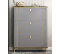 Slim Shoe Cabinet with Hidden Drawers | Free Standing Shoe Organizer for Space Saving | Flip Drawers Storage for Easy Access | Tipping Bucket Design for Closet and Hallway