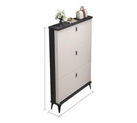 Slim Shoe Cabinet with Hollow Bottom Wooden Tipping Bucket for Entryway 2 Thickness Options Space-Saving Gray Shoe Holder for Narrow Areas (27.6-Inch)