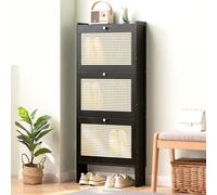 Slim Shoe nizer Cabinet with 3 Flip Drawers Stylish Farmhouse Shoe Storage for Small Spaces Entryways Living Rooms Bedrooms Black 50cm 19.7in