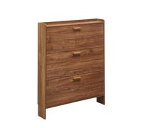 Slim Shoe Rack Compact Storage Cabinet Rustic 3Drawer Shoe Orga Open Design for Entryway Hallway SpaceSaving Solution (45.3 x 33.5 x 9 in)