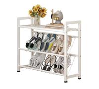 Slim Shoe Rack for ClosetSpaceSaving Steel Shoe Organizer with Slanted Shelves Perfect for Entryway & Behind Door White (63x17x62cm)