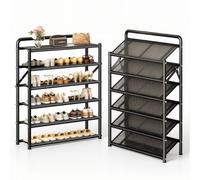 Slim Shoe Rack Metal Shoe Storage for Narrow Shoes 50 70 90cm 27cm Depth 5 Tier Design No Assembly Required Black (50x27x86cm)