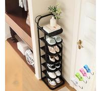 Slim Shoe Rack with 9 Tiers Space Saving Angled Shoe Black Shoe Storage Cabinet for 59.1in Shoes Efficient Shoe Shelf and Stand for Home Use