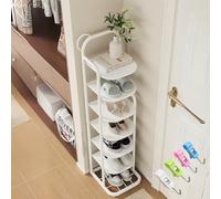 Slim Shoe Rack with 9 Tiers Space Saving Shoe White Shoe Storage Cabinet Adjustable Shoe Shelf for 150cm 59.1in Easy Access Shoe Stand and Holder