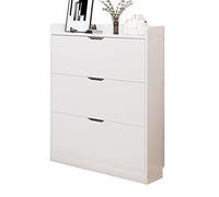 Slim Shoe Storage Cabinet - 3 Tier Modern Entryway Organizer, Space-Saving Narrow Cupboard, Tall Rattan Sideboard for Hallway, Stylish Shoe Rack for Small Spaces