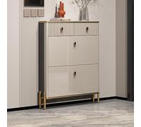 Slim Shoe Storage Cabinet - Hidden Entryway nizer Adjustable Shelves Free-Standing Narrow Shoe Rack Stylish Home Storage Solution (Size: 83x24x103cm)