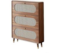 Slim Shoe Storage Cabinet, Tall Narrow Cupboard with Adjustable Shelves, Rattan Sideboard for Hallway, Simple Design, Rounded Corners for Safety, Space-Saving Solution