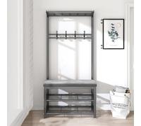 Slim Shoe Storage Cabinet with Industrial Coat Rack, Freestanding Hall Tree Entryway Unit with Hooks & Shelf, Space-Saving Cupboard for Hallway Organization