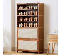 Slim Shoe Storage Rack for Entryway, Multi-Tier High Shoe Cabinet with Folding Drawer, Stylish Shoe for Bedroom, Hallway & Closet - Space-Saving Design