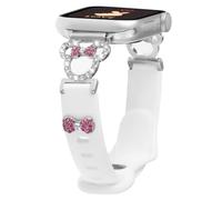 Slim Silicone Band Compatible with Apple Watch Bands for Women 38/40/41/42/44/45/46/49mm, Stylish Bling Cute Cartoon Design Thin Sport Strap for iWatch Series 10 9 8 7 6 5 4 3 2 1 SE Ultra 2 1 (White