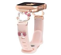 Slim Silicone Band Compatible with Apple Watch Bands for Women 38/40/41/42/44/45/46/49mm, Stylish Bling Cute Cartoon Design Thin Sport Strap for iWatch Series 10 9 8 7 6 5 4 3 2 1 SE Ultra 2 1 (Pink