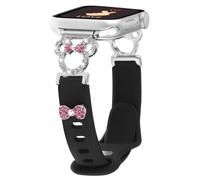 Slim Silicone Band Compatible with Apple Watch Bands for Women 38/40/41/42/44/45/46/49mm, Stylish Bling Cute Cartoon Design Thin Sport Strap for iWatch Series 10 9 8 7 6 5 4 3 2 1 SE Ultra 2 1 (Black