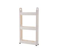 Slim SlideOut Kitchen Trolley RackWide Storage Shelf on Wheels Plastic & Stainless Steel Holder for Kitchen & Bathroom Organization