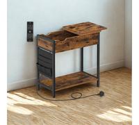 Slim Smart Bedside End Table With Power And Usb Outlets Rustic Brown