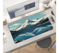 Slim Snowy Lake Reflection Desk Mat for Keyboard and Mouse 24x12 Inch Gaming Mouse Pad Protector Non-Slip Rubber Base Portable Deskpad for Office/Gaming/Remote Work Desktop Accessories Decor