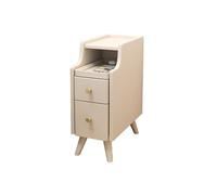 Slim Solid Wood Nightstand with 2 Drawers, Mid Century Modern Bookshelf Side Table for Bedroom, Living Room, Small Spaces - Stylish & Functional Furniture