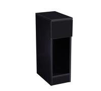 Slim Solid Wooden Bedside Table, Small Narrow Side End Table, Modern Narrow Bedroom Nightstand with Open Shelf and Drawer Ava BLACK